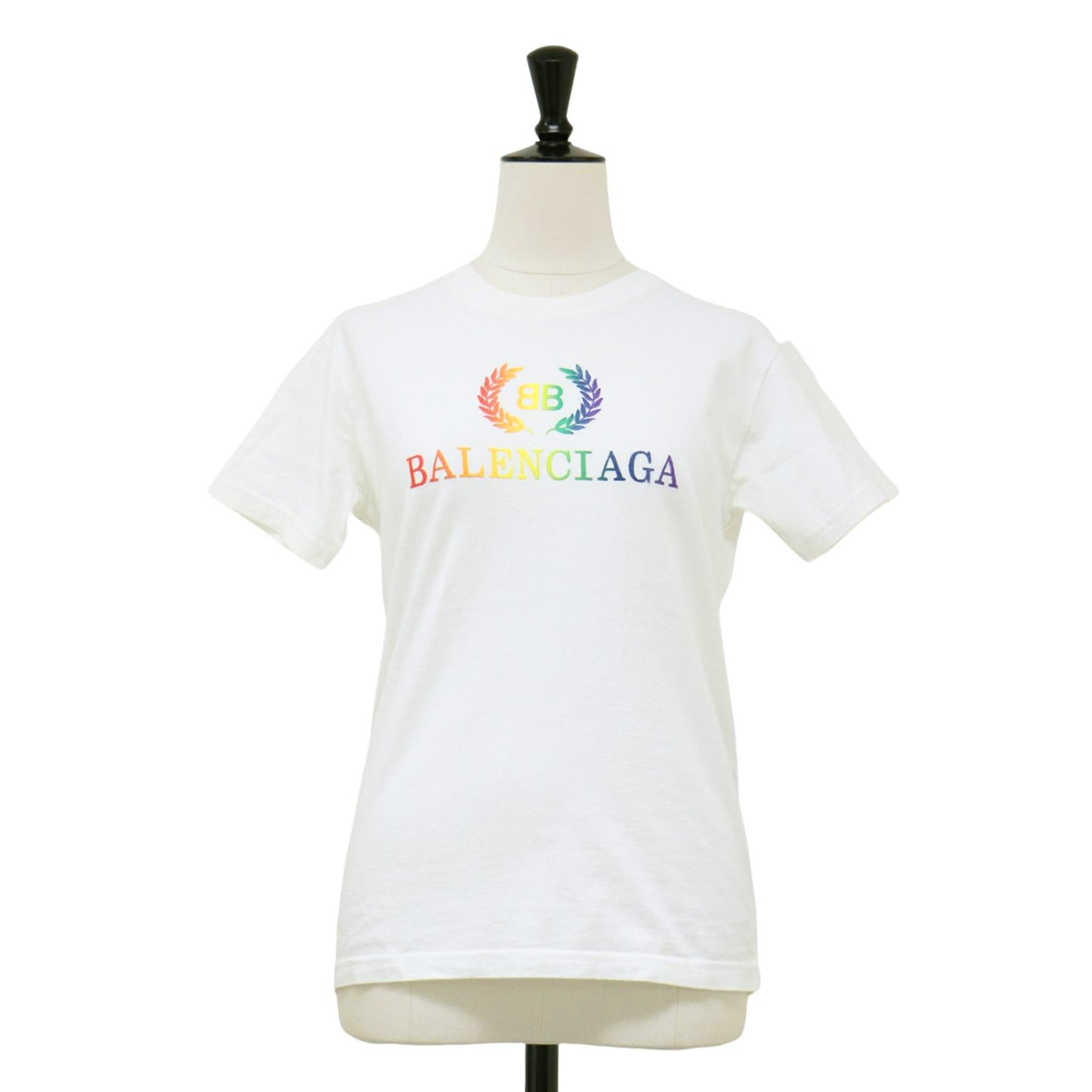 BBロゴ レインボー 刺繍 Tシャツ / カットソー 半袖 クルーネック コットン