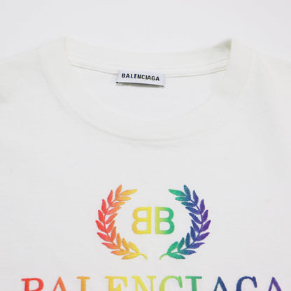 BBロゴ レインボー 刺繍 Tシャツ / カットソー 半袖 クルーネック コットン
