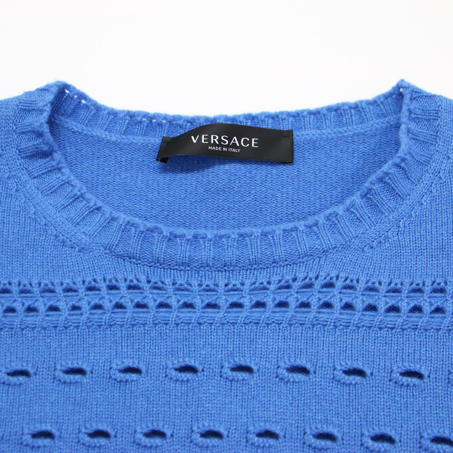 ウール 透かし編み ワイド ニット / プルオーバー ショート丈 クルーネック 長袖