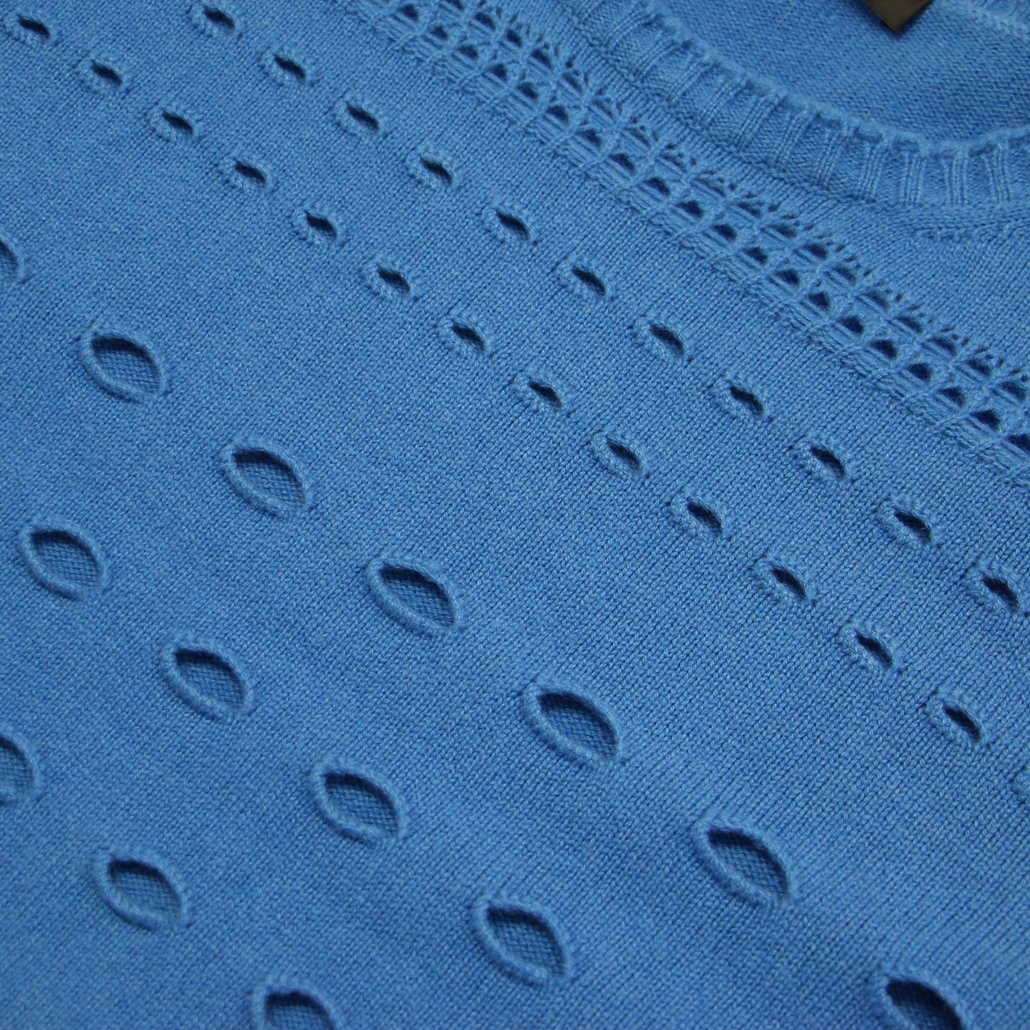 ウール 透かし編み ワイド ニット / プルオーバー ショート丈 クルーネック 長袖