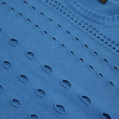 ウール 透かし編み ワイド ニット / プルオーバー ショート丈 クルーネック 長袖