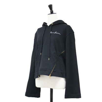 メデューサ プリント クロップド パーカー / フーディー プルオーバー 長袖 ジップ レインボーカラー 裏毛 コットン