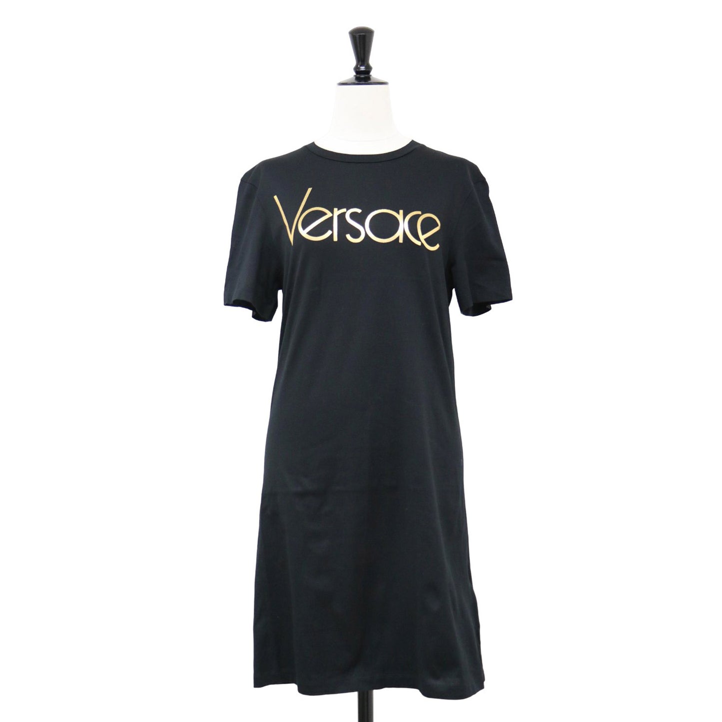 ロゴプリント Tシャツ ミニ ワンピース / クルーネック 長袖 タイト カットソー素材 コットン