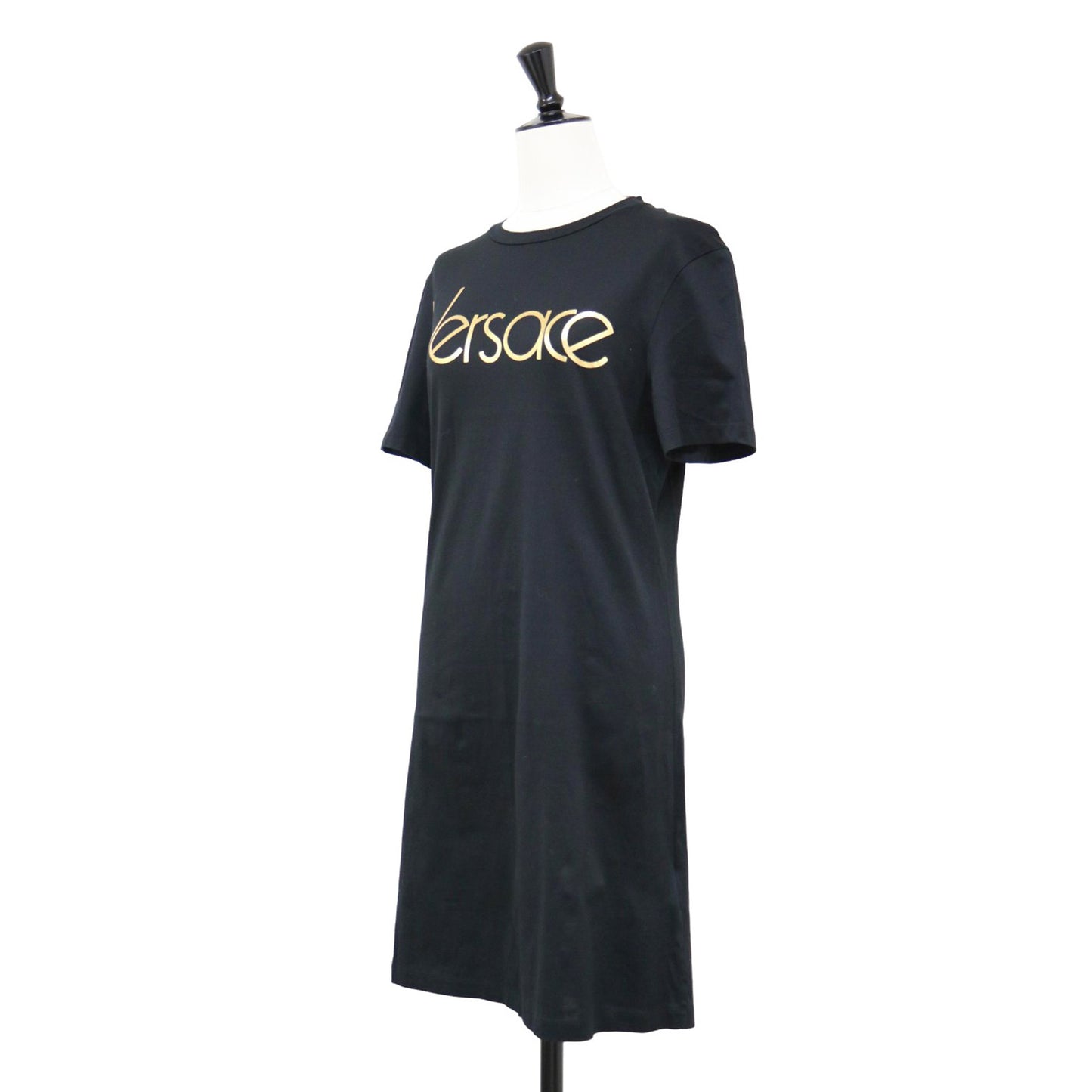 ロゴプリント Tシャツ ミニ ワンピース / クルーネック 長袖 タイト カットソー素材 コットン