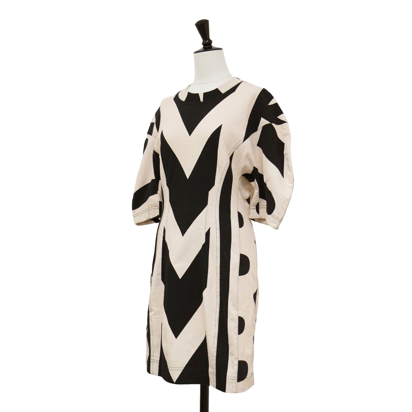 シームド モノグラム ドレス / SEAMED MONOGRAM DRESS ワンピース ミニ丈 半袖 バルーンスリーブ コットン