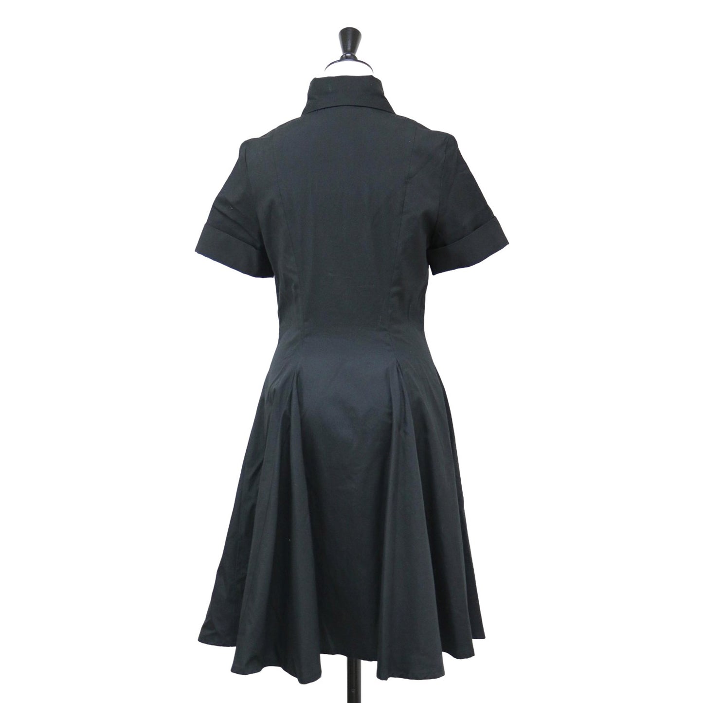 半袖 フレア シャツワンピース / ミディ丈 オーブ刺繍 コットン