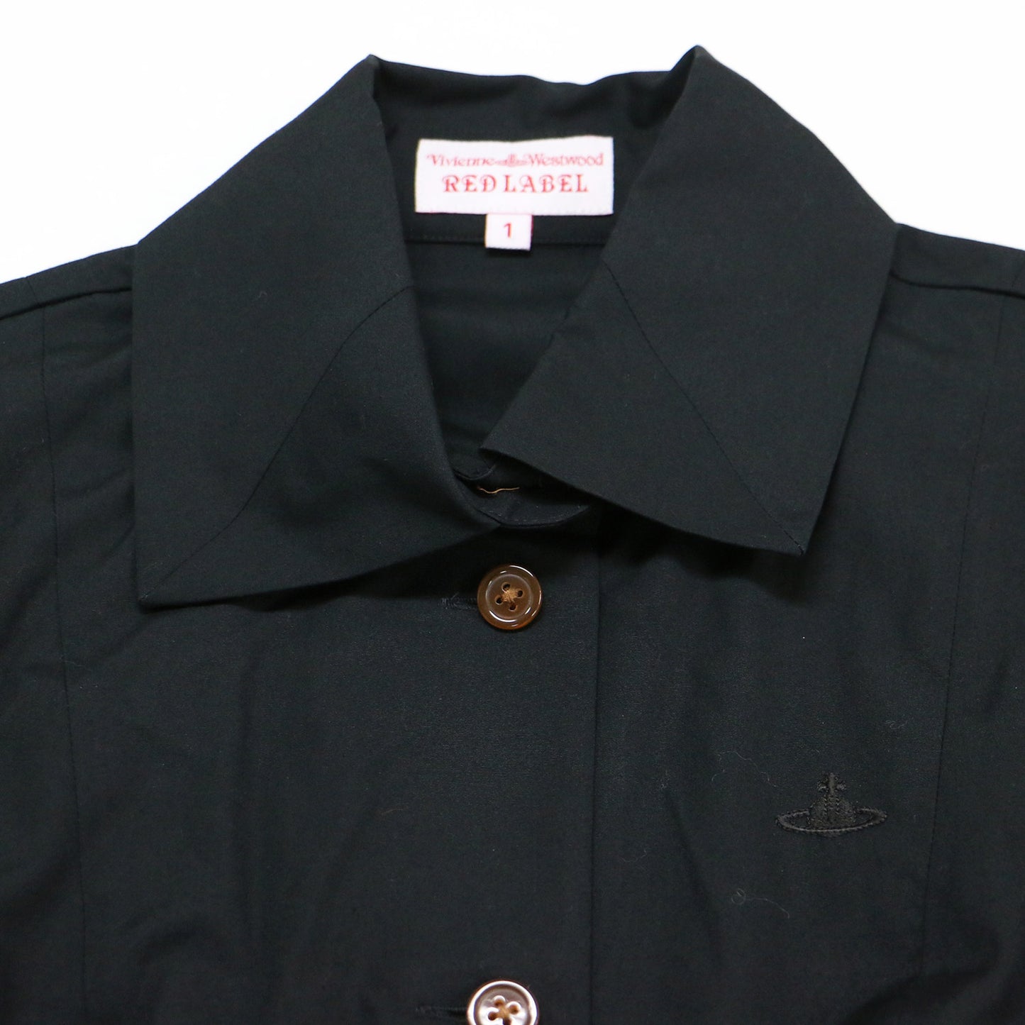 半袖 フレア シャツワンピース / ミディ丈 オーブ刺繍 コットン