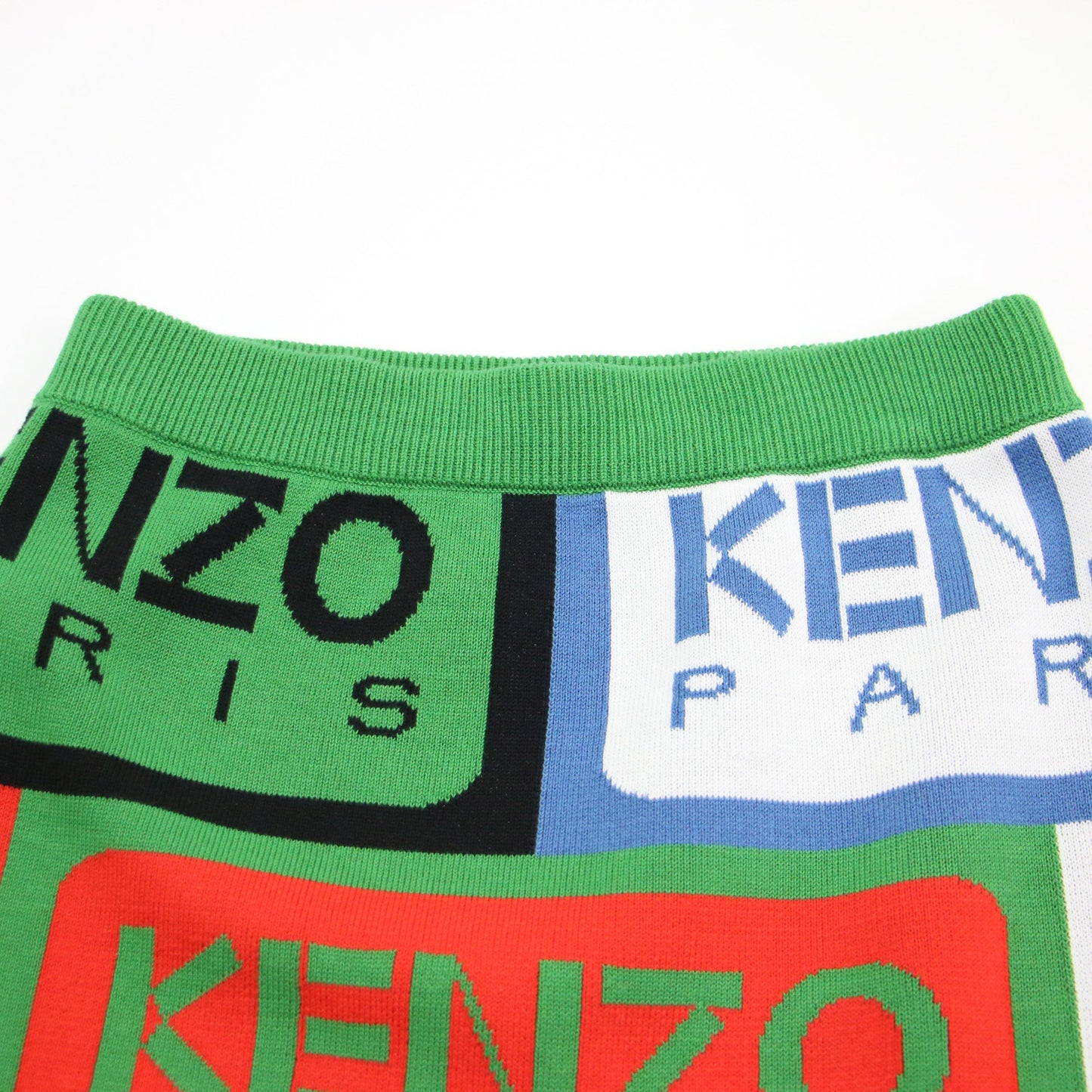 ロゴ ジャガード ミニ スカート / タイト ニット ウエストゴム コットン