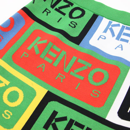 ロゴ ジャガード ミニ スカート / タイト ニット ウエストゴム コットン