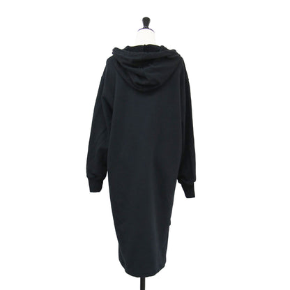 ロゴ プリント パーカー ワンピース / チュニック フーディ スウェット ミディ丈 長袖 裏毛 コットン