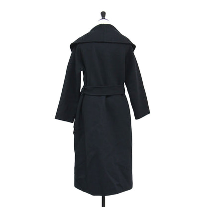 ウール リバー ガウン コート / ロング ショールカラー ベルト付き オーバーサイズ