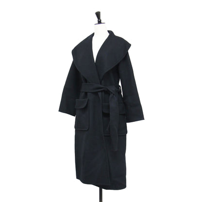 ウール リバー ガウン コート / ロング ショールカラー ベルト付き オーバーサイズ