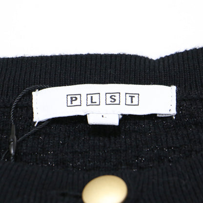 ツイード ニット カーデ スカート セットアップ / ノーカラー ロング丈 タイト 金ボタン フリンジ