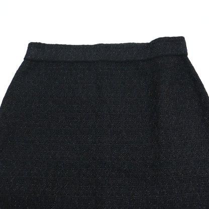 ツイード ニット カーデ スカート セットアップ / ノーカラー ロング丈 タイト 金ボタン フリンジ