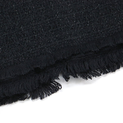 ツイード ニット カーデ スカート セットアップ / ノーカラー ロング丈 タイト 金ボタン フリンジ