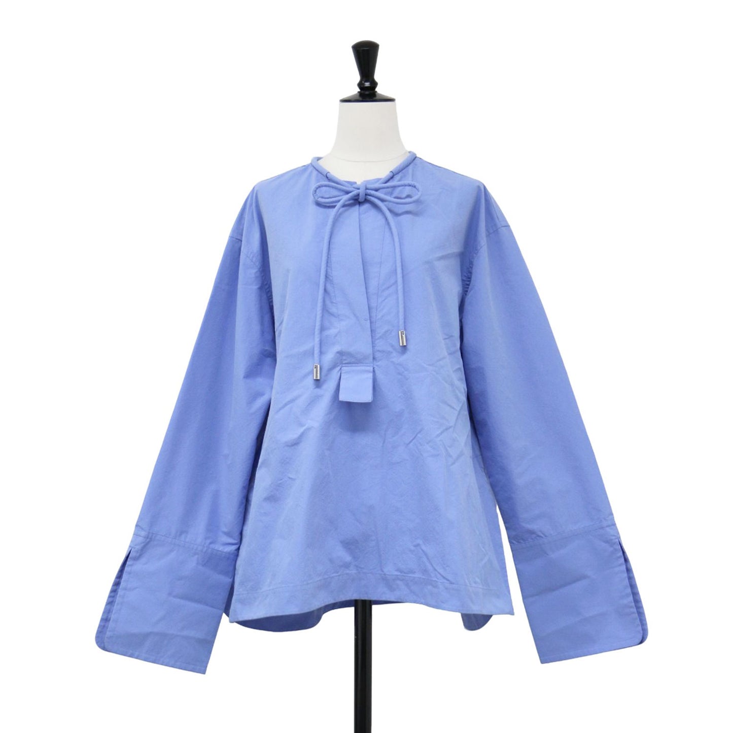 フロント ストリング シャツ / ブラウス プルオーバー 長袖 スキッパーカラー