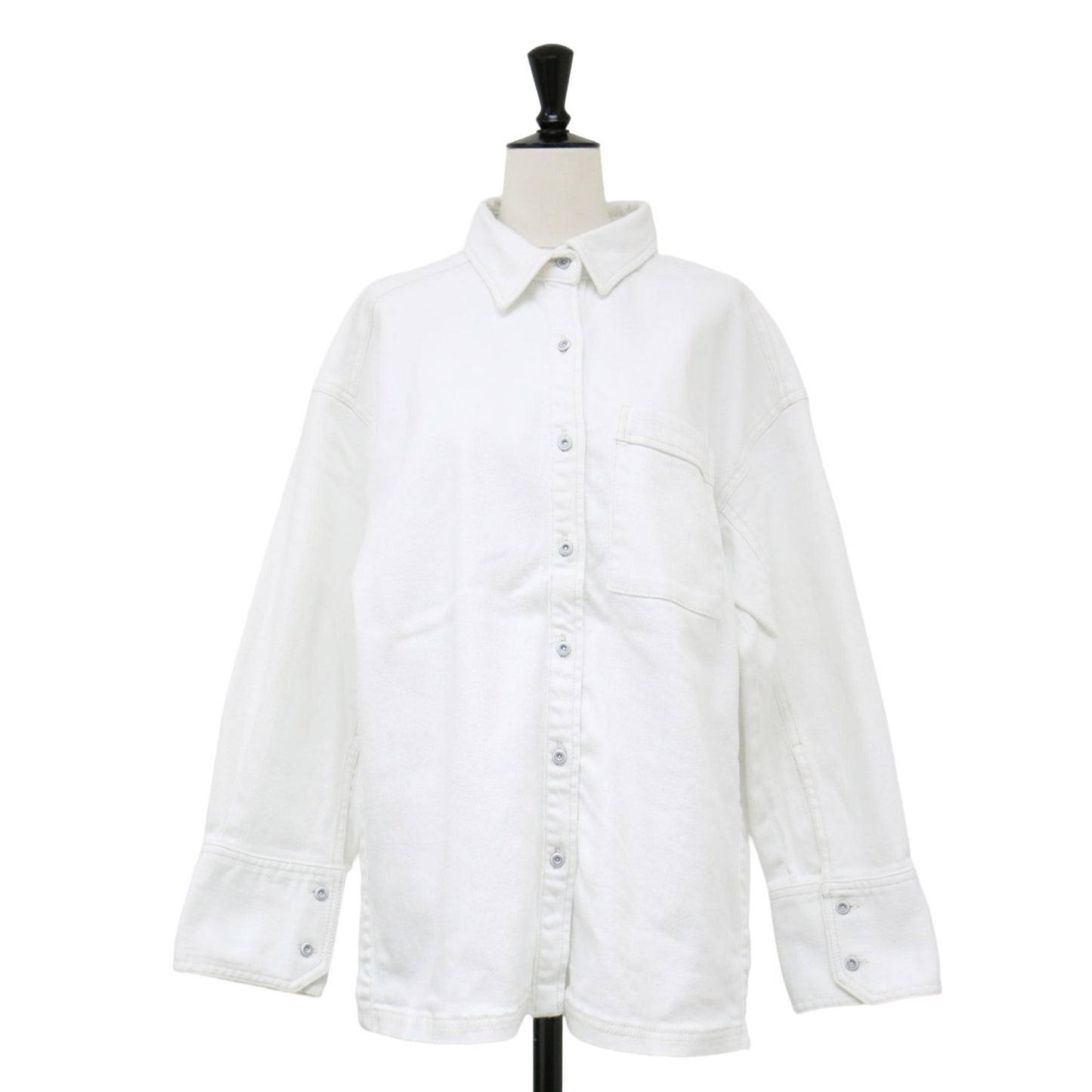24春夏 オーバーサイズ デニム シャツ / 長袖 サイドスリット ストレッチ コットン