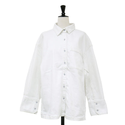 24春夏 オーバーサイズ デニム シャツ / 長袖 サイドスリット ストレッチ コットン