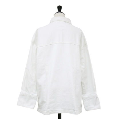 24春夏 オーバーサイズ デニム シャツ / 長袖 サイドスリット ストレッチ コットン