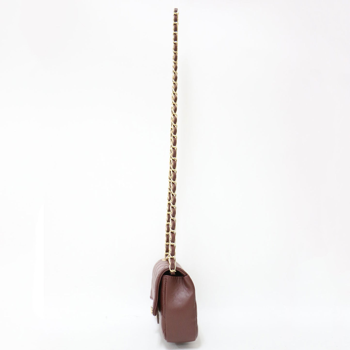 レザー キルティング チェーン ショルダー バッグ / フラップ クロスボディ 肩掛け 2WAY