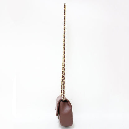 レザー キルティング チェーン ショルダー バッグ / フラップ クロスボディ 肩掛け 2WAY