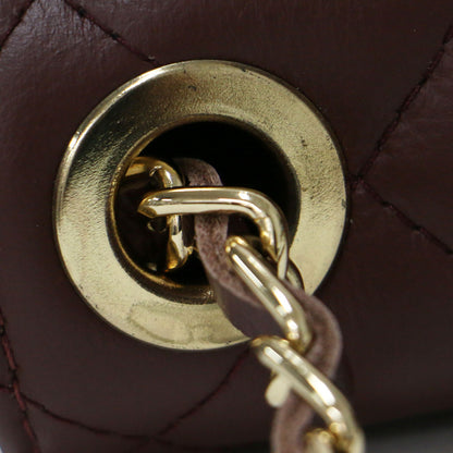 レザー キルティング チェーン ショルダー バッグ / フラップ クロスボディ 肩掛け 2WAY