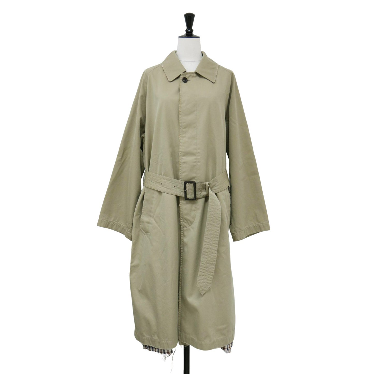 × INSCRIRE × Bshop 24春夏 バルマカーンコート / ステンカラーコート クラッシュ加工 ダメージ加工 USED加工 チェック柄 コットン