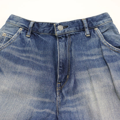 KC加工 ワイド デニムパンツ / ハイウエスト ダメージ加工 コットン