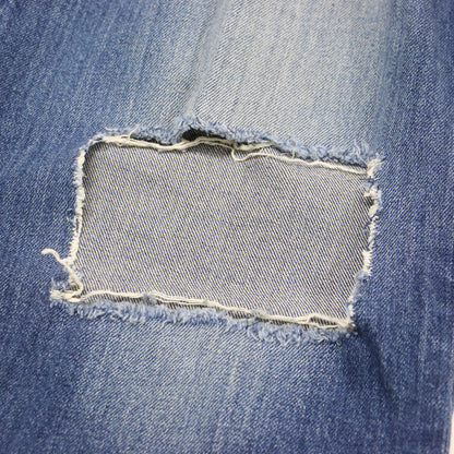 KC加工 ワイド デニムパンツ / ハイウエスト ダメージ加工 コットン