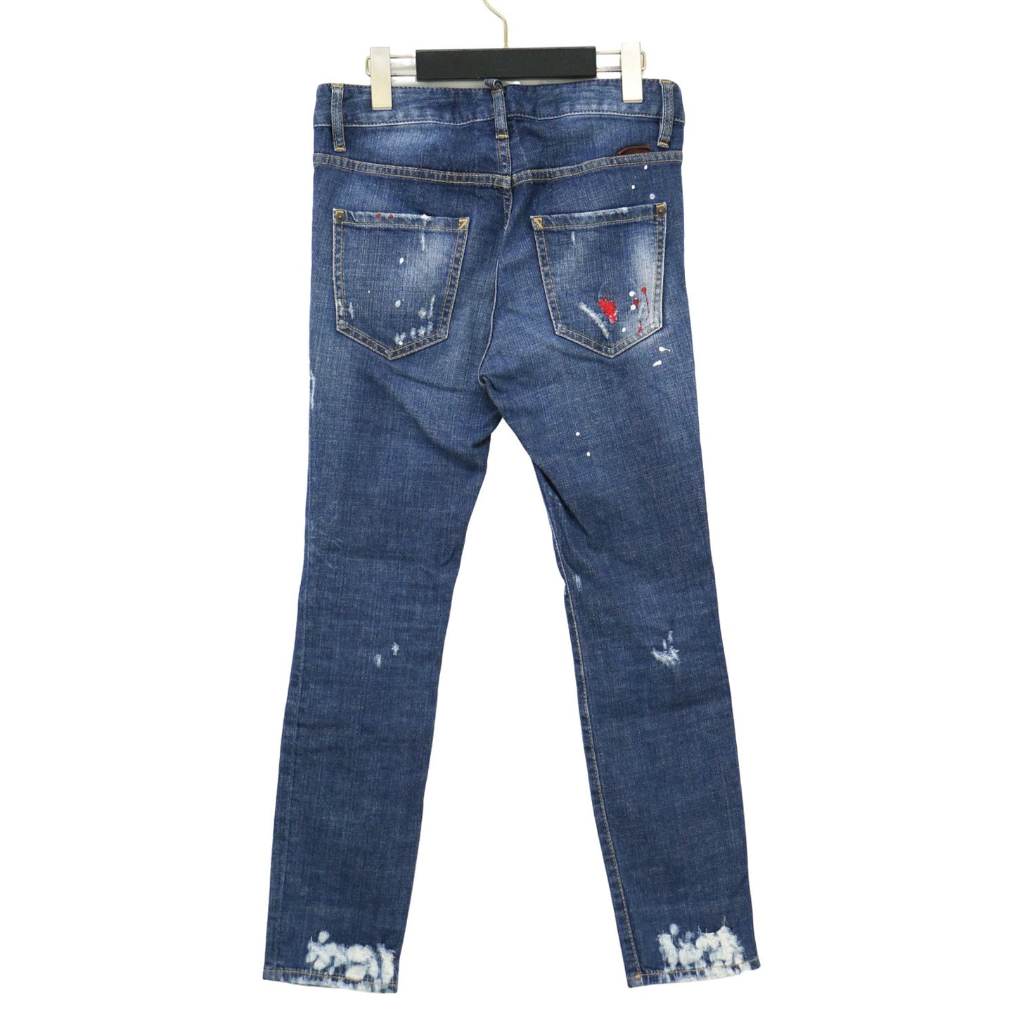 スキニー デニム パンツ / スリム ダメージ加工 ペイント加工 ストレッチ コットン