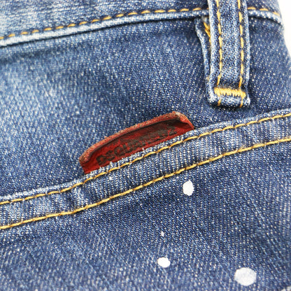 スキニー デニム パンツ / スリム ダメージ加工 ペイント加工 ストレッチ コットン