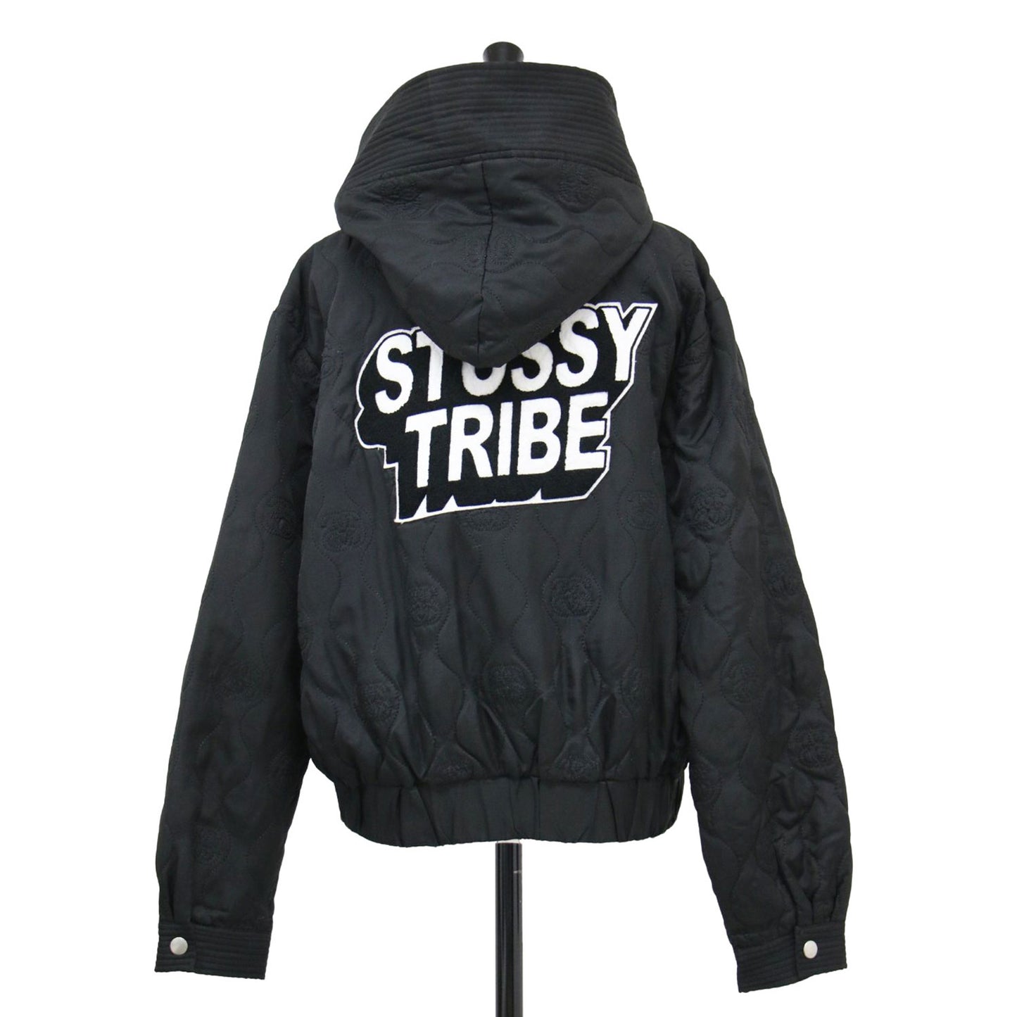 総柄 キルティング フード ジャケット / ブルゾン ショート丈 長袖 ジップアップ 中わた