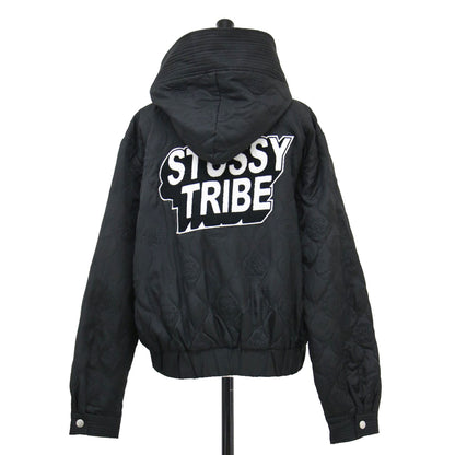 総柄 キルティング フード ジャケット / ブルゾン ショート丈 長袖 ジップアップ 中わた