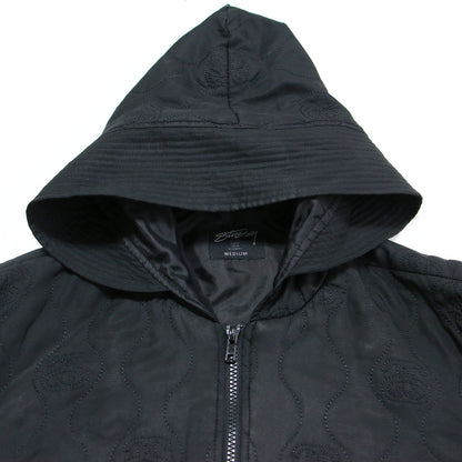 総柄 キルティング フード ジャケット / ブルゾン ショート丈 長袖 ジップアップ 中わた