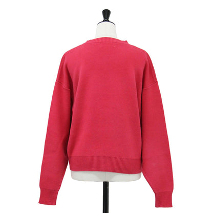 24春夏 ウサギ柄 ダブルジャガード プルオーバー ニット / SAD SONG ショート丈 長袖 クルーネック コットン