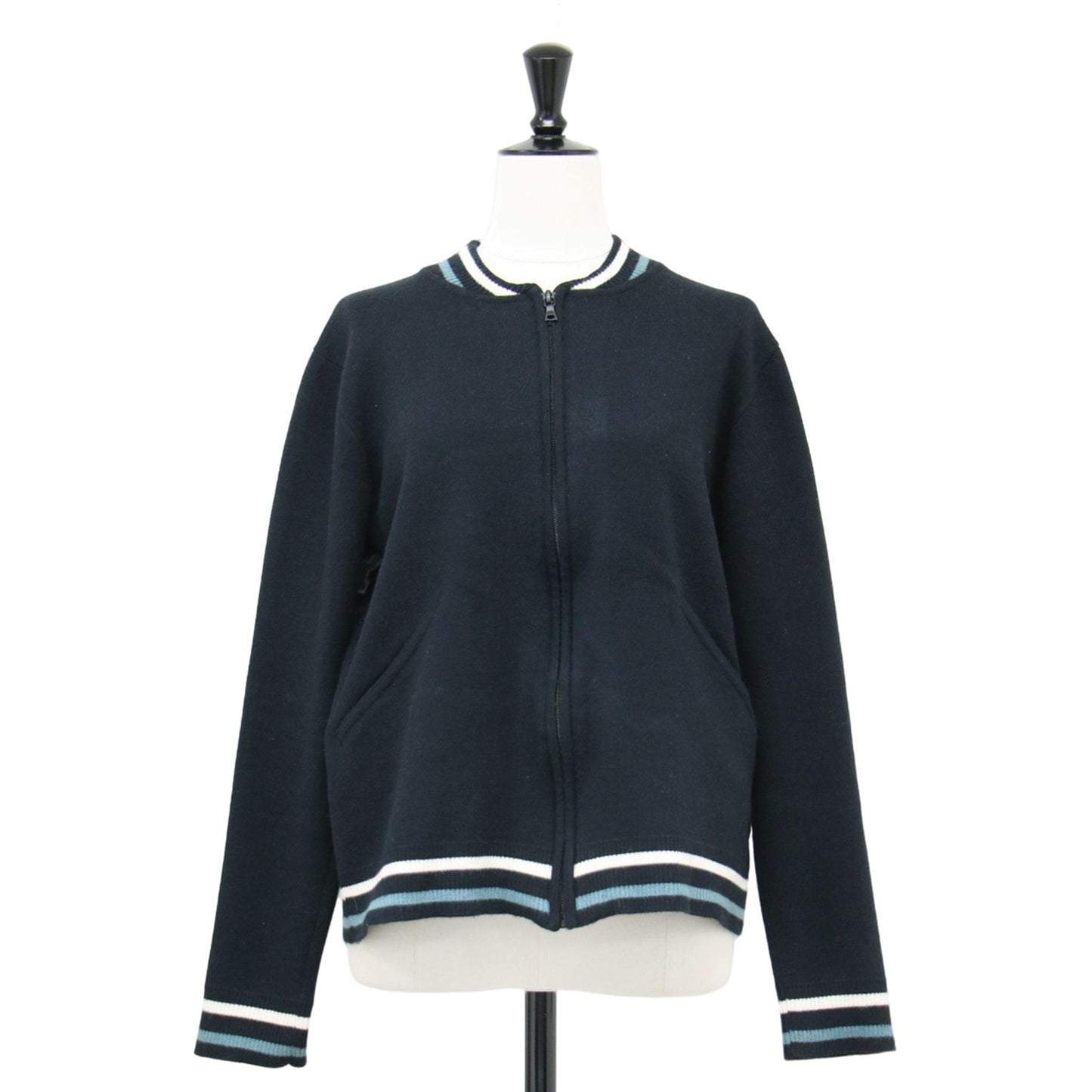 バックロゴ ニット ブルゾン / ジャケット カーディガン ジップアップ リブ