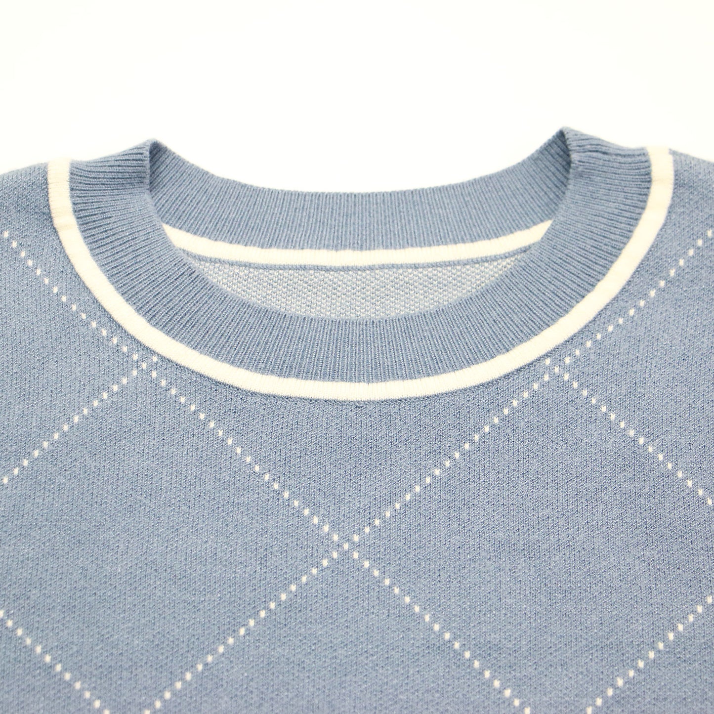 23AW バイアスチェック ニット ワンピース / ロング丈 クルーネック 長袖 マトンスリーブ フレア 切替