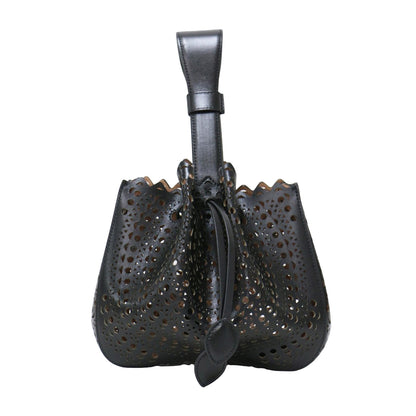 カッティング レザー ハンドバッグ / ROSE MARIE ワンハンドル リストストラップ 巾着型