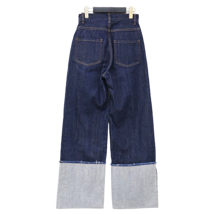 24春夏 ロールアップ デニム パンツ / ストレート ハイウエスト コットン