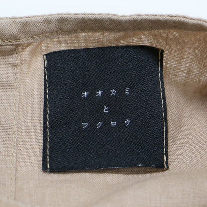 コットン リネン ノースリーブ ブラウス / クルーネック ティアード ギャザー サイドリボン