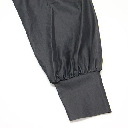 23秋冬 切替 パイピング ワンピース / ドレス 長袖 ボトルネック パフスリーブ マキシ丈 ストレッチ