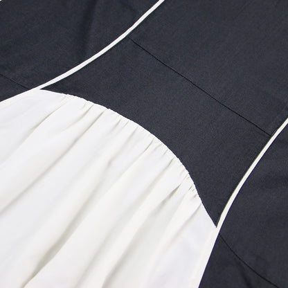 23秋冬 切替 パイピング ワンピース / ドレス 長袖 ボトルネック パフスリーブ マキシ丈 ストレッチ