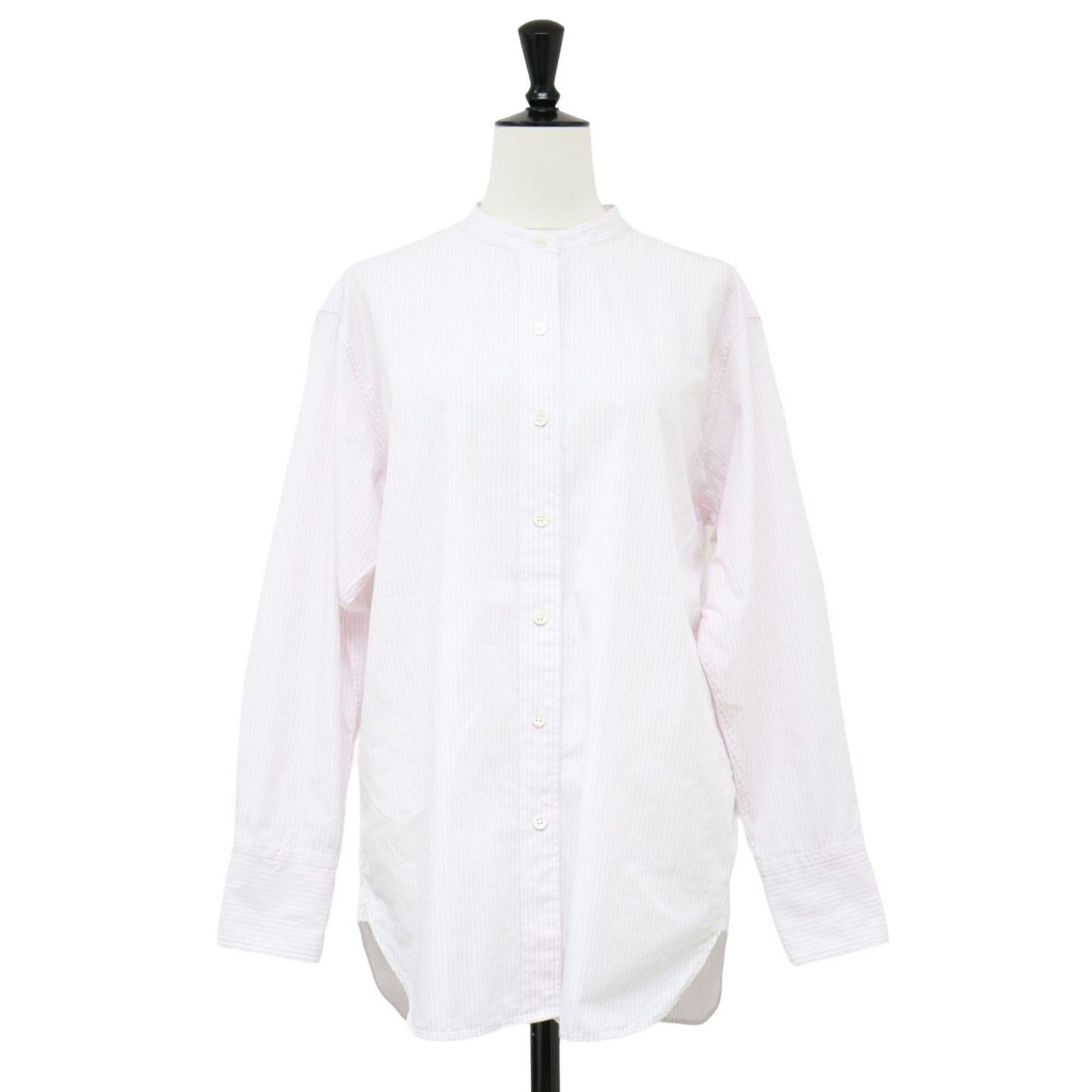 ストライプ バンドカラー シャツ / 長袖 CANCLINI コットン