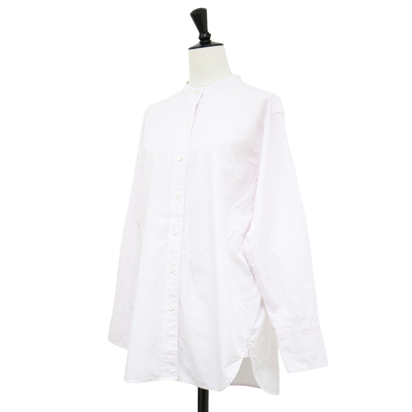 ストライプ バンドカラー シャツ / 長袖 CANCLINI コットン