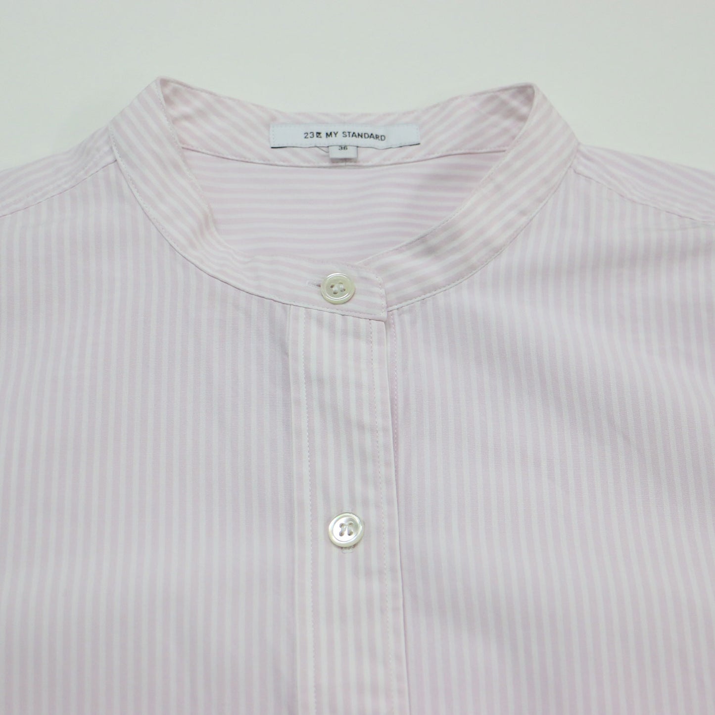 ストライプ バンドカラー シャツ / 長袖 CANCLINI コットン