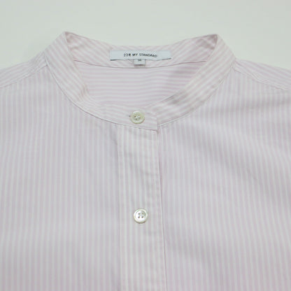 ストライプ バンドカラー シャツ / 長袖 CANCLINI コットン