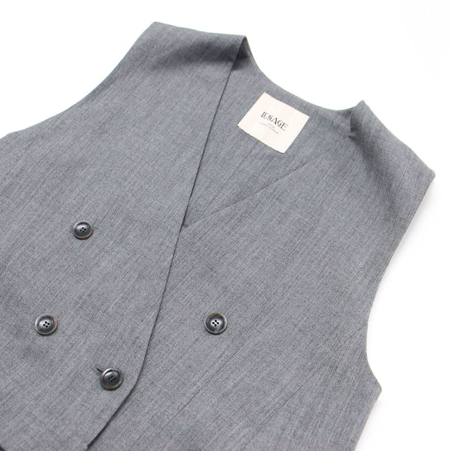 24秋冬 LANA ミストウール オールインワン / ジャンプスーツ Vネック ノースリーブ ワイド ダブル タック センタープレス