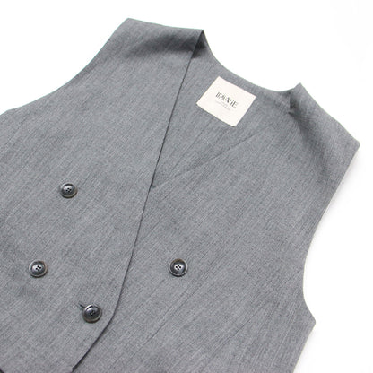 24秋冬 LANA ミストウール オールインワン / ジャンプスーツ Vネック ノースリーブ ワイド ダブル タック センタープレス