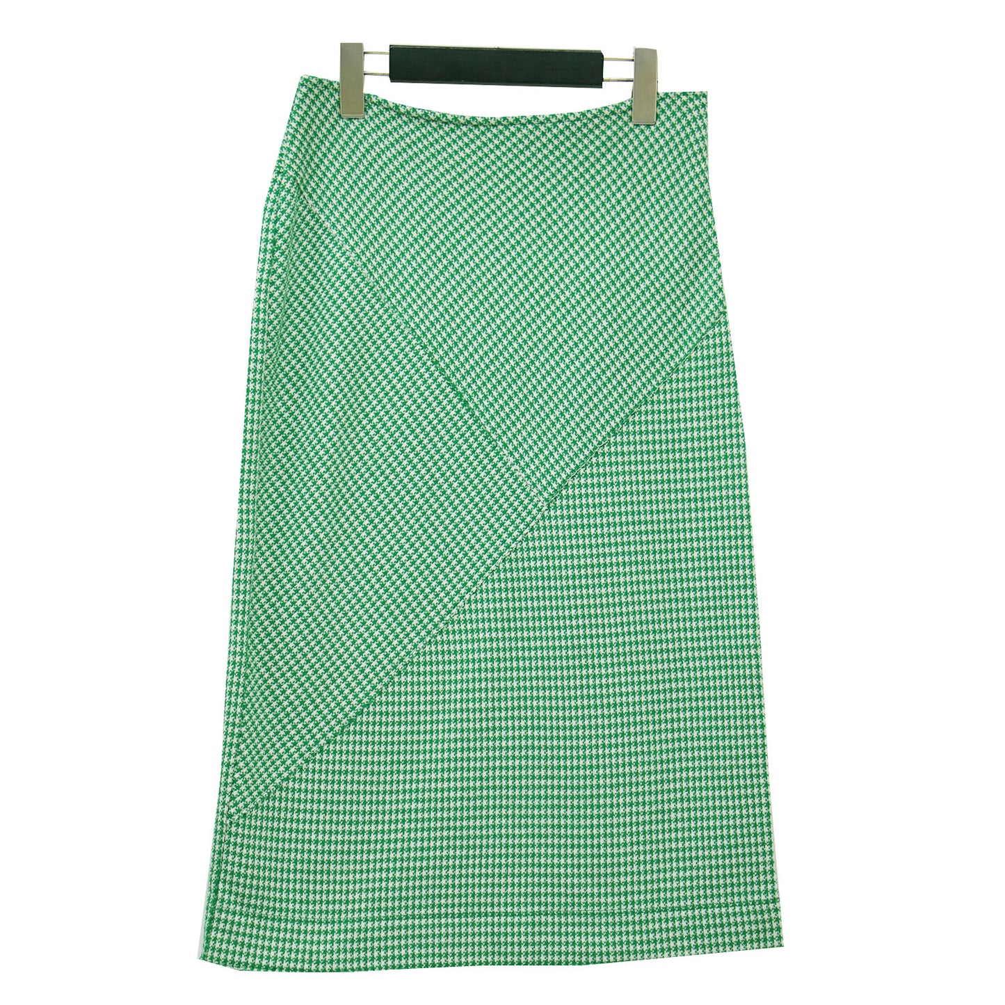 コットン タイト スカート / ミディ丈 カットソー素材 ハウンドトゥース 千鳥柄