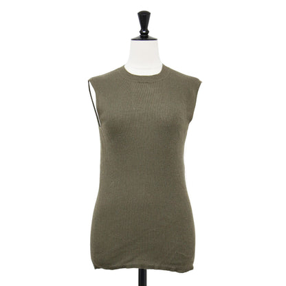 20春夏 ノースリーブ リブ ニット / クルーネック コットン リネン